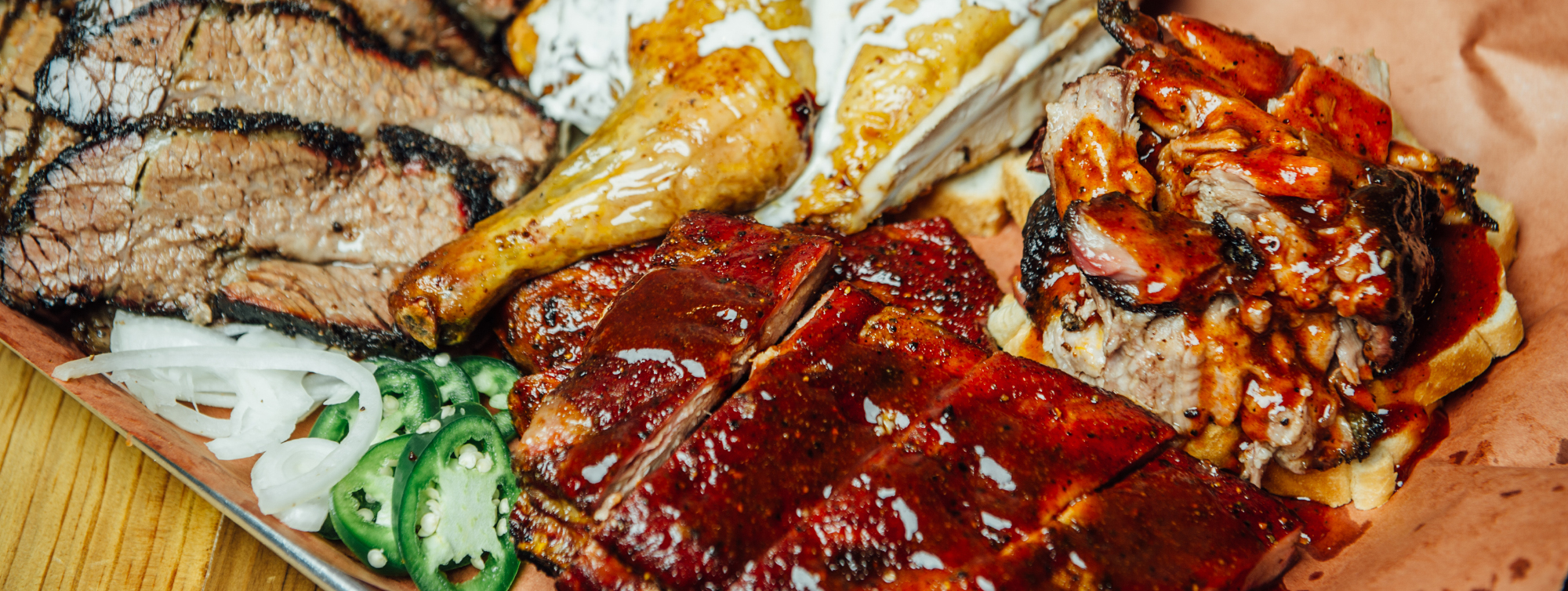 A photograph of barbecued food